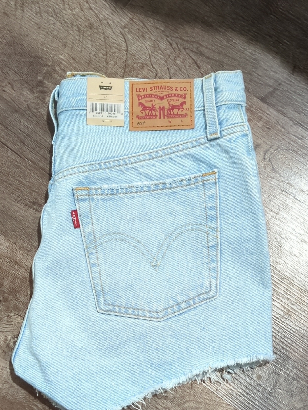 Levi's Light Blue Denim Cutoff Shorts with Red Tab